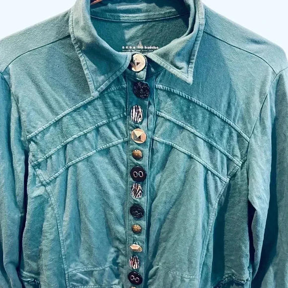 Neon Buddha green/teal button down jacket size M - Picture 1 of 9